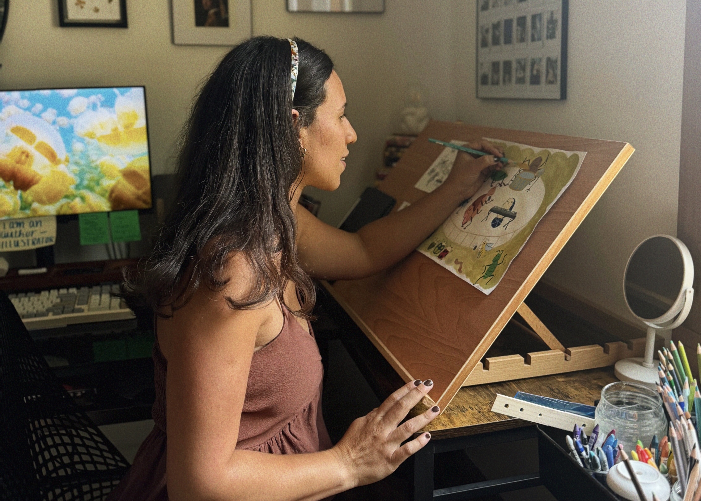 Diana Brown working in her studio