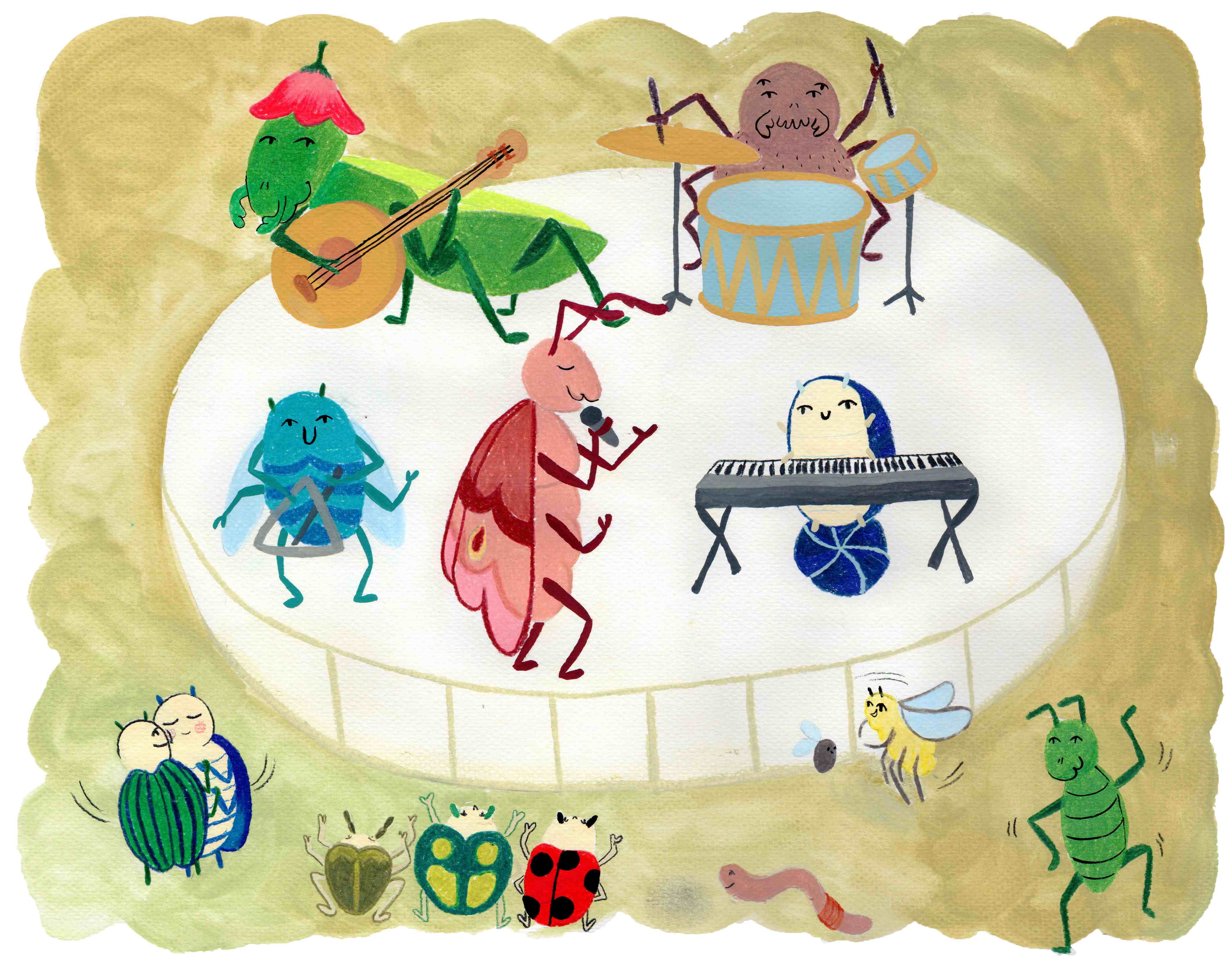 Bug band performing in club