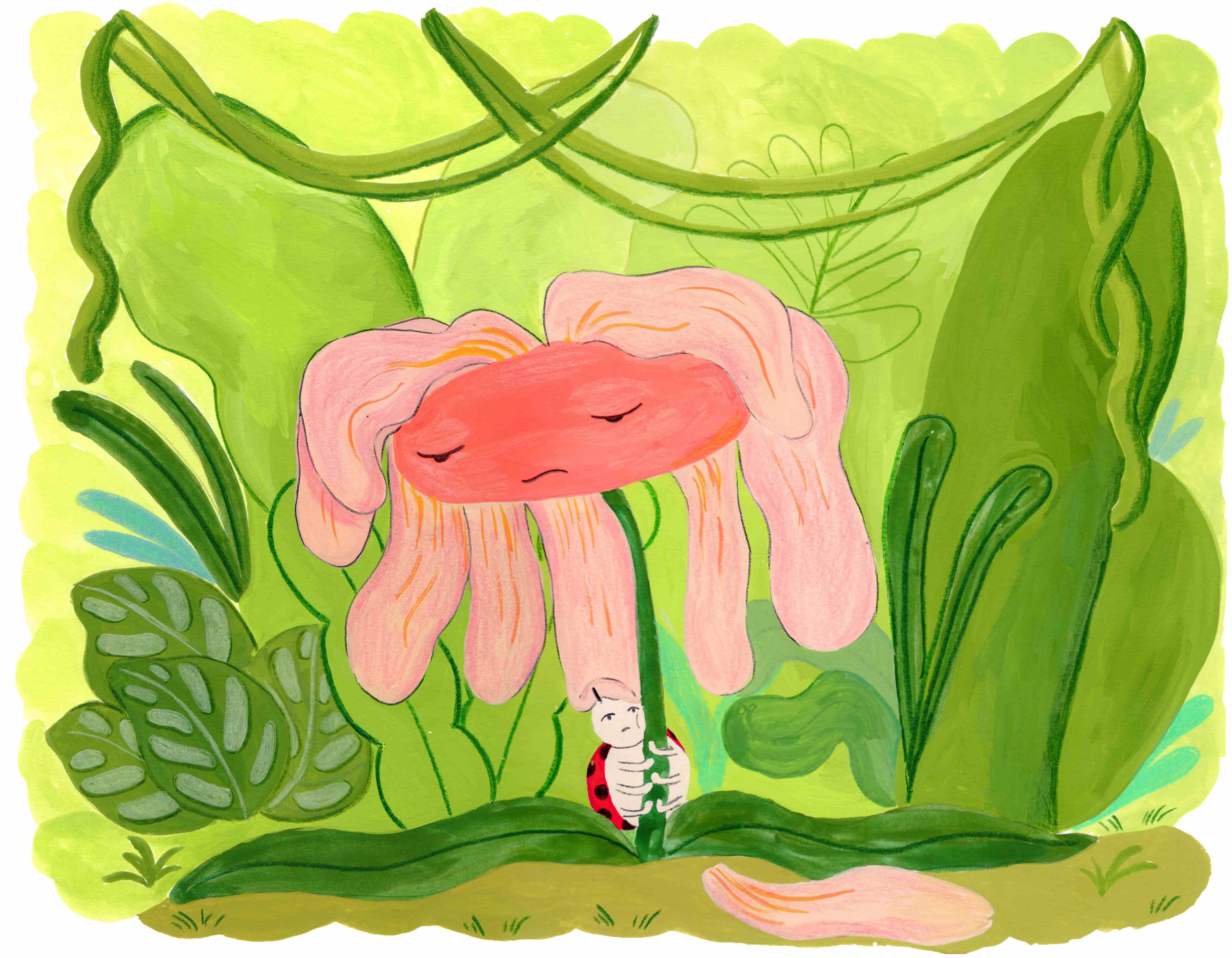 Ladybug hugging jellyfish