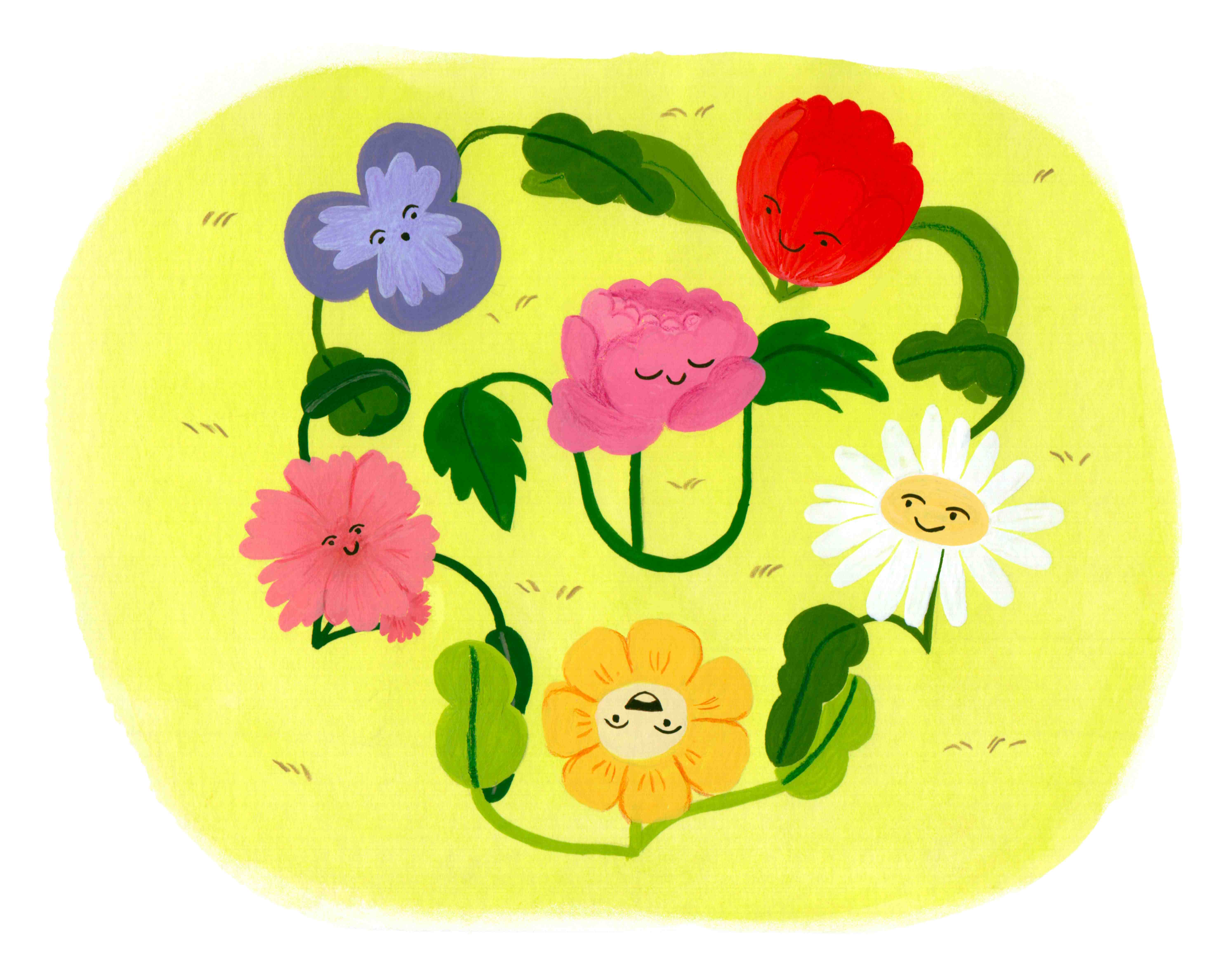 Happy flowers with faces