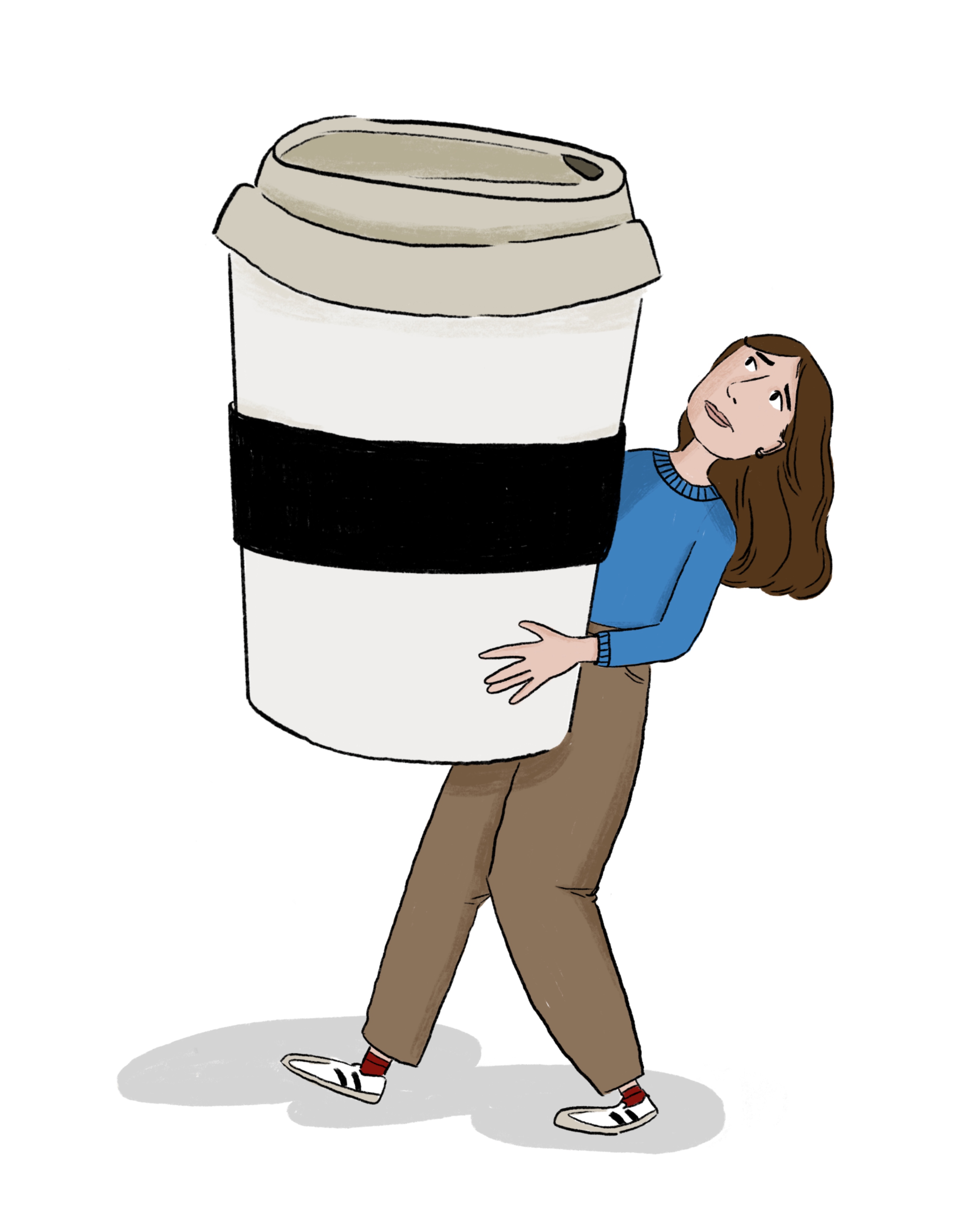Woman hugging coffee cup