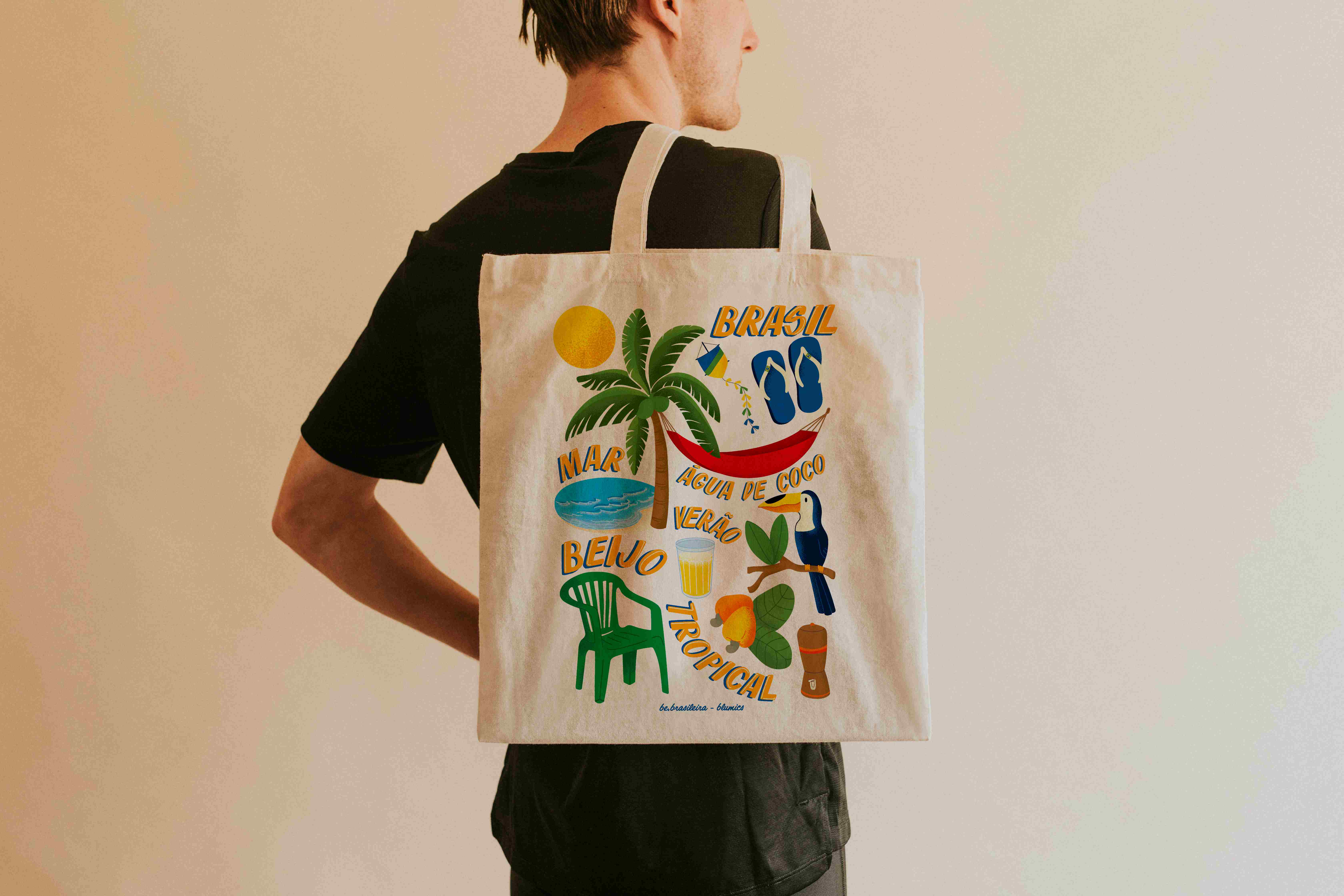 Brasil themed tote bag surface design