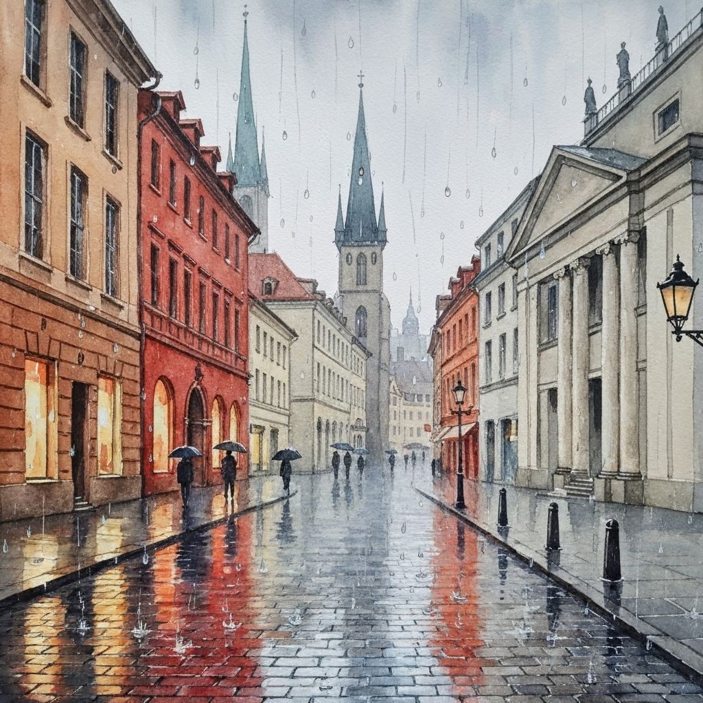 Original Watercolor - "City Rain"